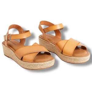 Lane Bryant New Dream Cloud Faux-Leather Cross-Strap Espadrille Wedge SZ:11W{B1}